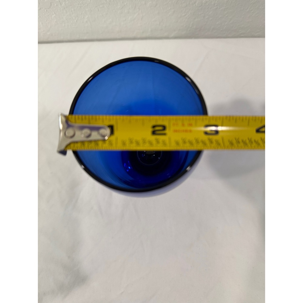 Cobalt Blue Footed Glasses Set Of 2 Vintage Drinking Goblets Barware - Picture 6 of 6